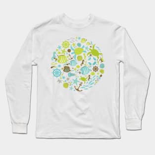 Save The Ocean Keep The Sea Plastic Free Turtle Scene Long Sleeve T-Shirt